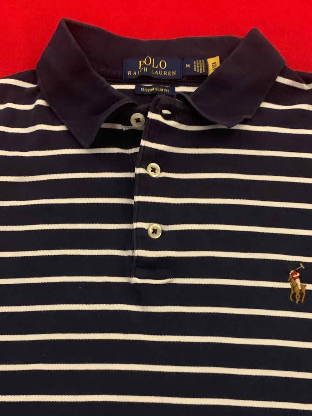 RL POLO SS Custom Slim Fit Striped Polo